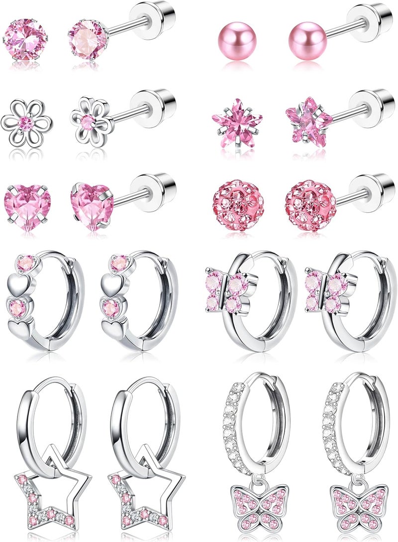 Yadoca Hypoallergenic Earrings For Girls Women Surgical Stainless Steel Screw Back Earrings Set For Sensitive Ears Kids Earrings Toddler Earrings Cute Girls Earrings - Image 1